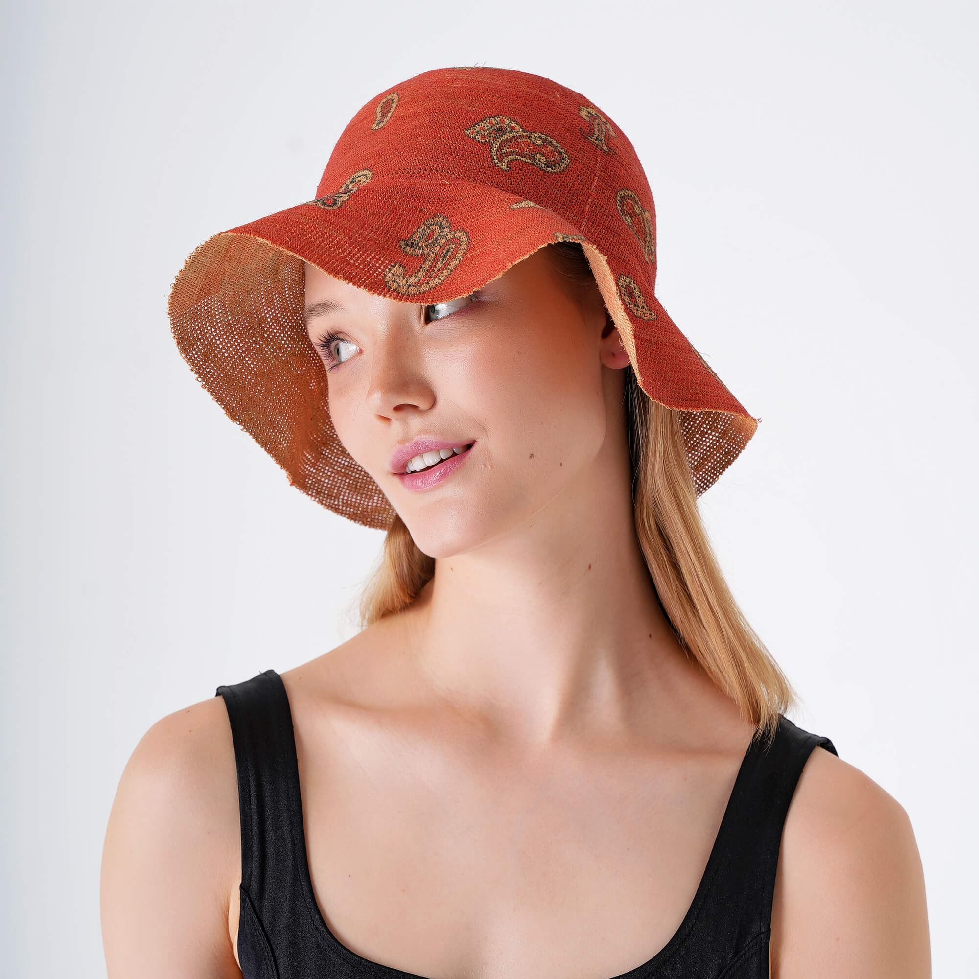 Etro - Orange Paisley Raffia Hat 